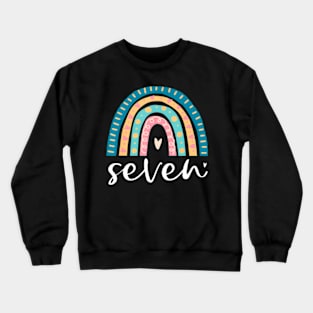 Seven Year Old Rainbow 7Th Birthday For Girls 7 Bday Crewneck Sweatshirt